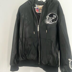 NY Giants Hamilton Black Puffer Jacket with Helmet Design